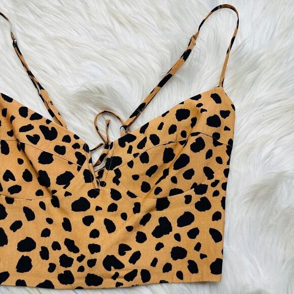 Blue Life Leopard Print Criss Cross Back Crop Top Brown and Black Size Small - Picture 2 of 3